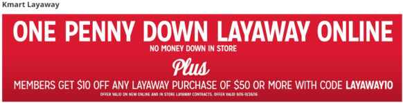 $10 Off-Kmart Layaway